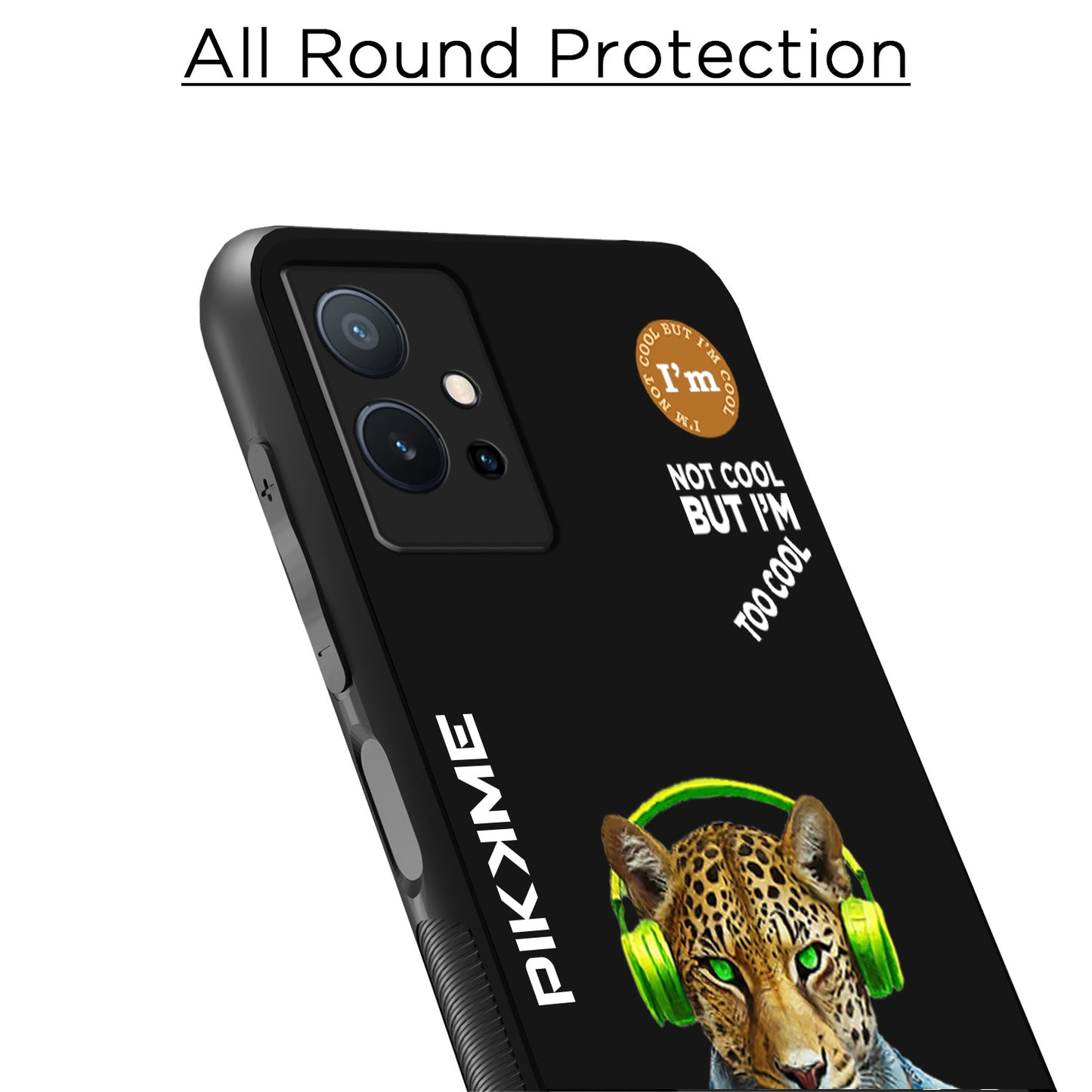 Pikkme Back Cover Pc Tpu + Printed Cool Funky Stylish Black Leopard Swag Raised Edges Camera Protection |Bumper Case For Vivo T1 5G (Design 03)