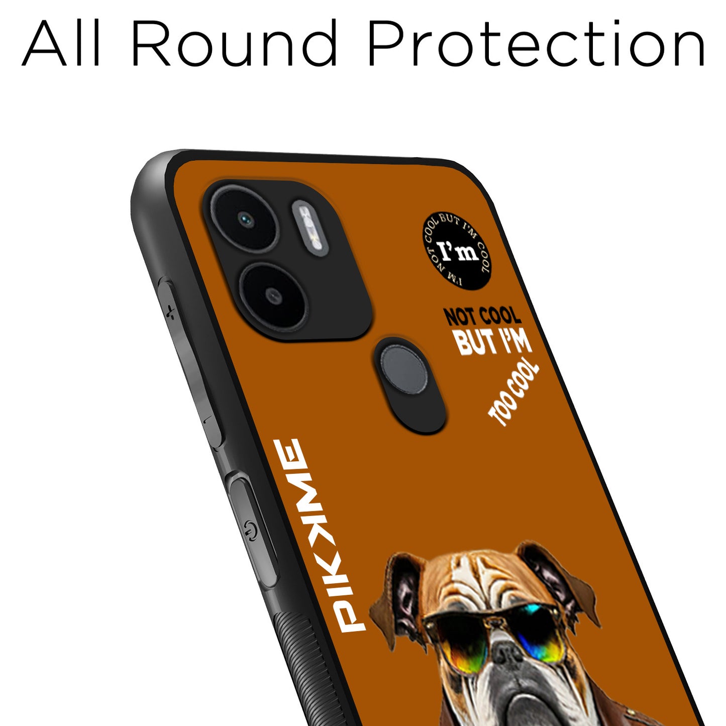 Pikkme Back Cover Pc Tpu + Printed Cool Funky Stylish Brown Dog Swag Raised Edges Camera Protection |Bumper Case For Redmi A1 Plus (Design 10)