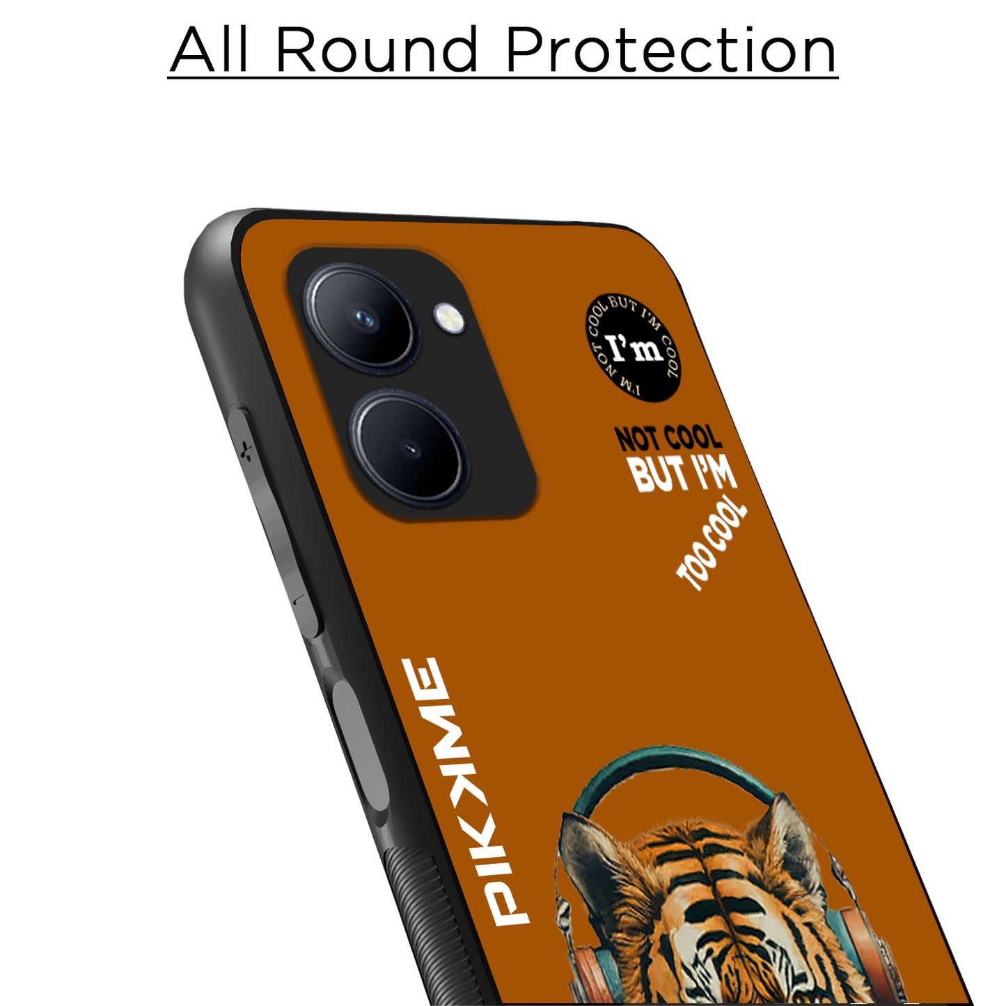 Pikkme Back Cover Pc Tpu + Printed Cool Funky Stylish Brown Tiger Swag Raised Edges Camera Protection |Bumper Case For Realme C33 (Design 09)