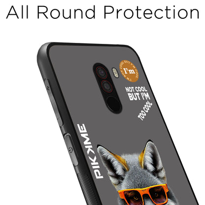 Pikkme Back Cover Pc Tpu + Printed Cool Funky Stylish Grey Wolf Swag Raised Edges Camera Protection |Bumper Case For Poco F1 (Design 01)