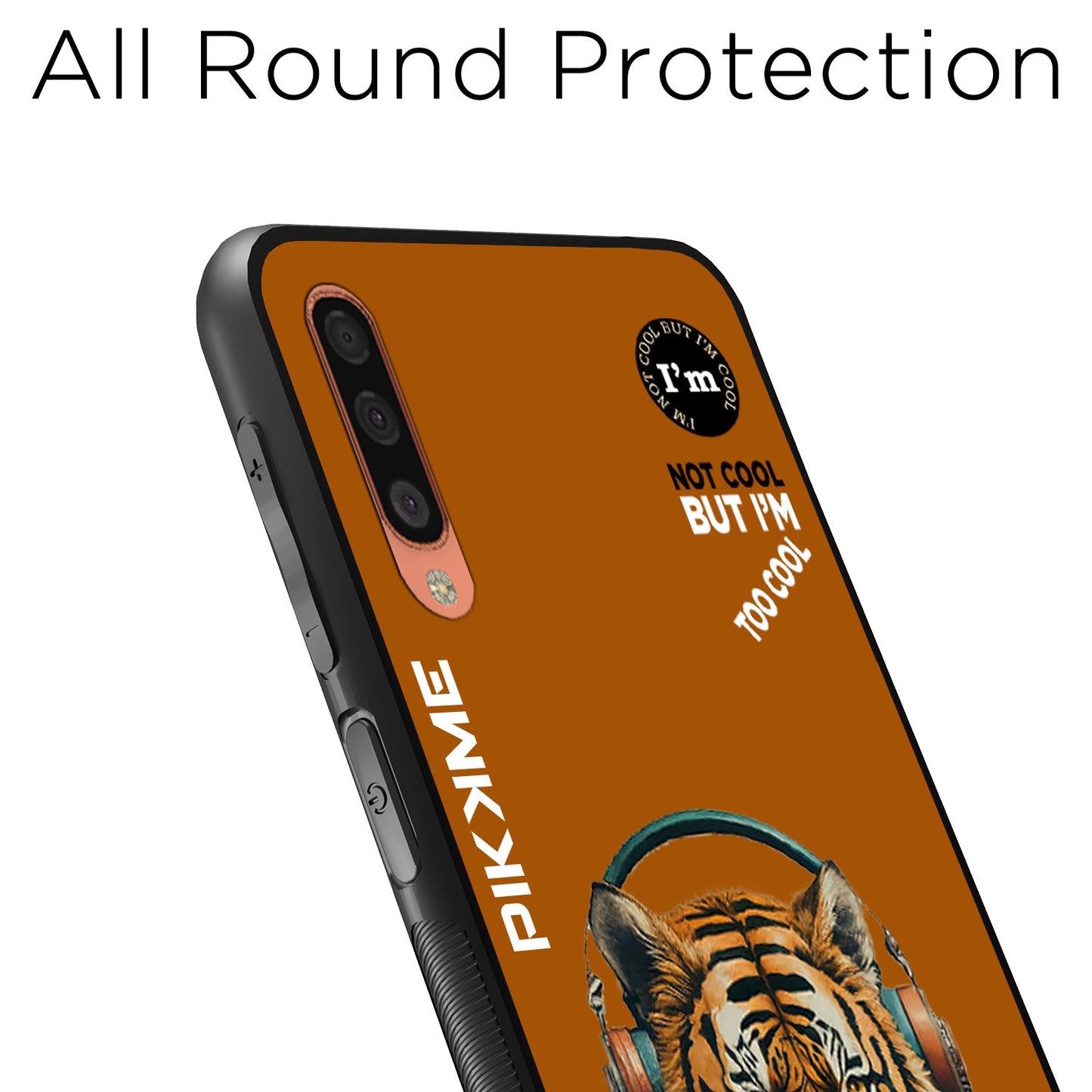 Pikkme Back Cover Pc Tpu + Printed Cool Funky Stylish Brown Tiger Swag Raised Edges Camera Protection |Bumper Case For Samsung Galaxy A50 (Design 09)