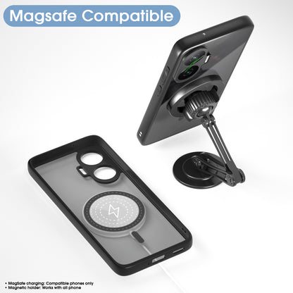 Pikkme Poco F7 5G Eagle 2 Mag-Safe Smoke Shockproof Hard Transparent Back Cover (Black)