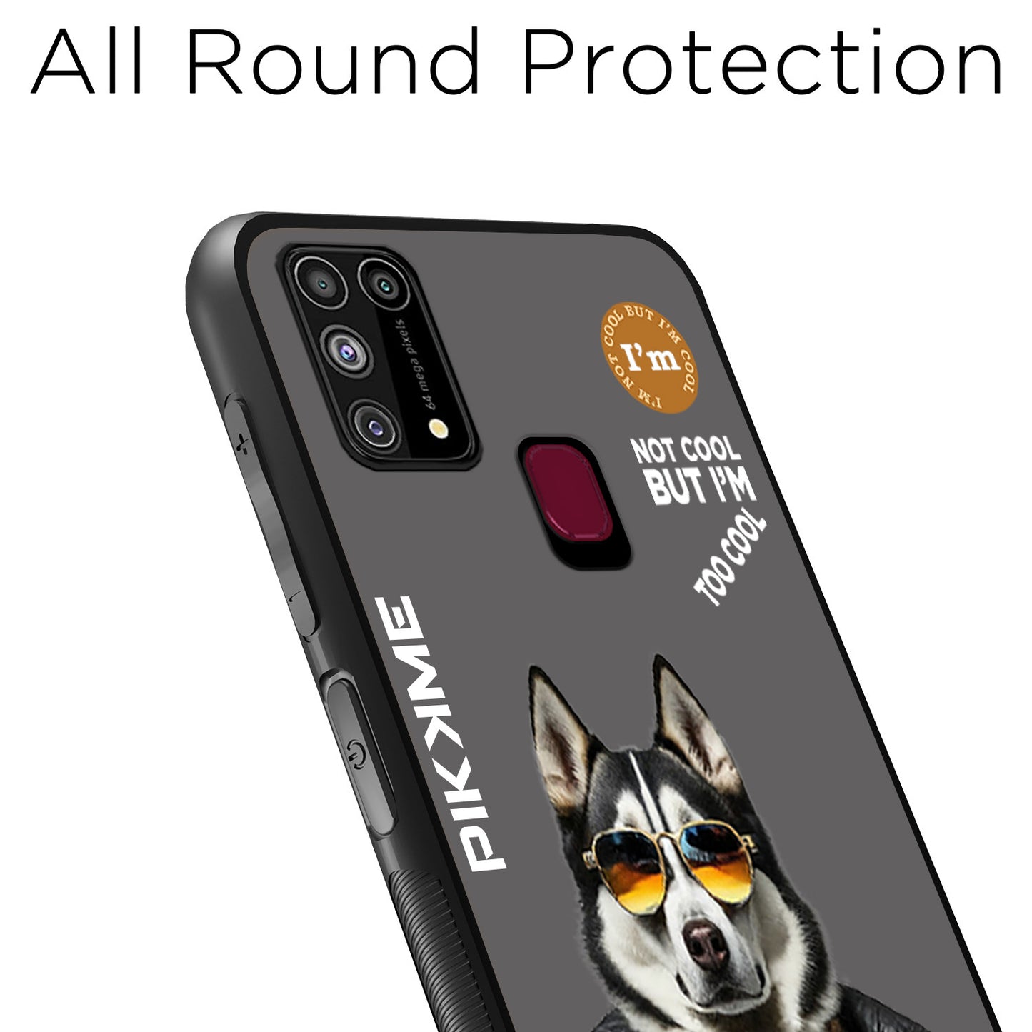 Pikkme Back Cover Pc Tpu + Printed Cool Funky Stylish Grey Dog Swag Raised Edges Camera Protection |Bumper Case For Samsung Galaxy M31 (Design 02)