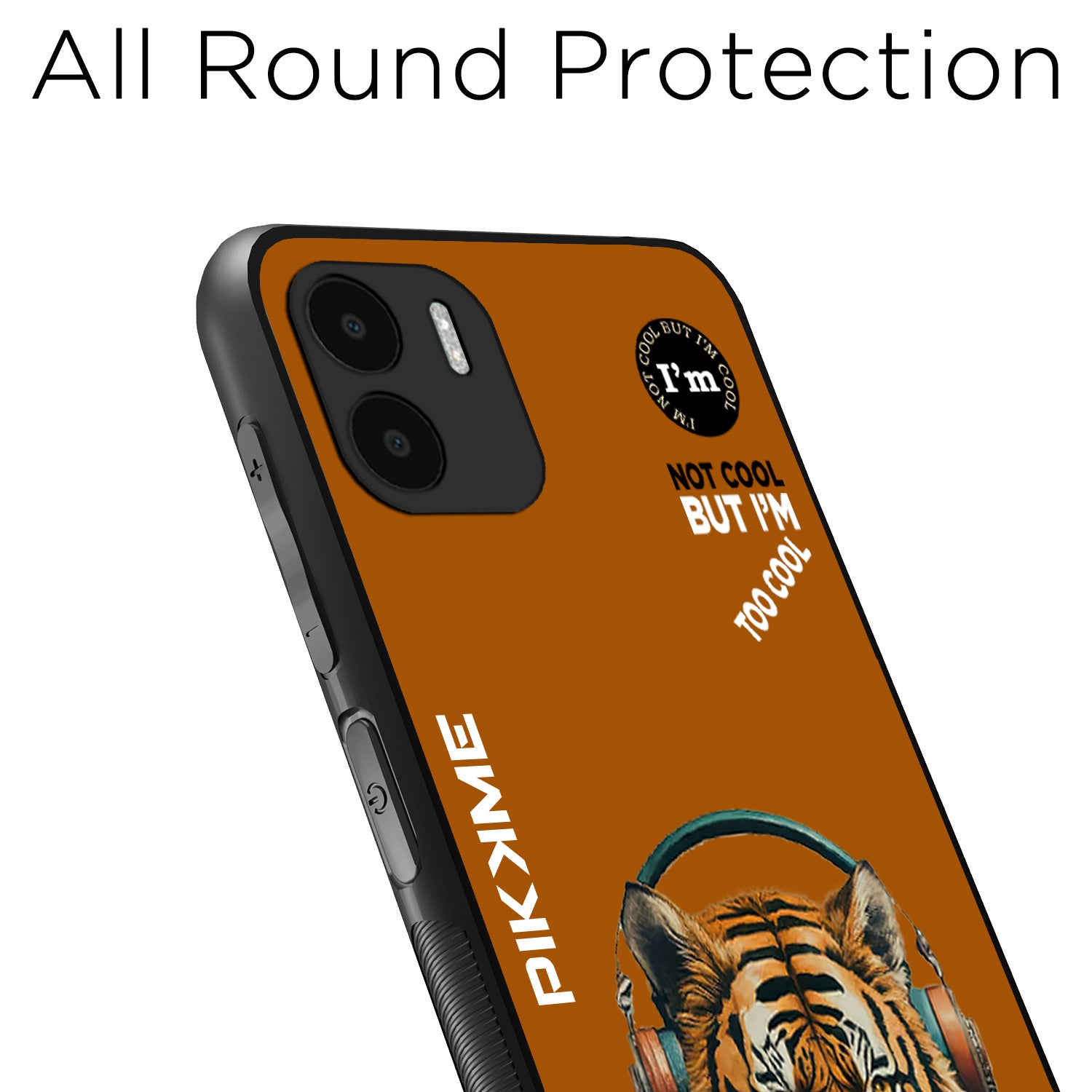 Pikkme Back Cover Pc Tpu + Printed Cool Funky Stylish Brown Tiger Swag Raised Edges Camera Protection |Bumper Case For Redmi A1 (Design 09)