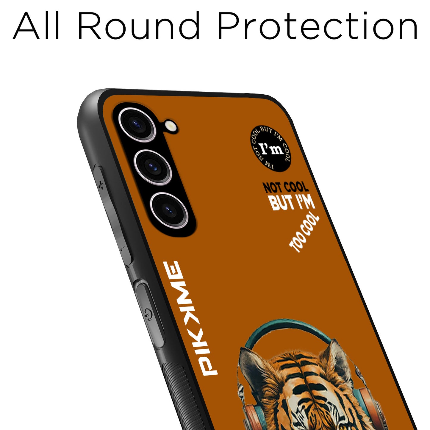 Pikkme Back Cover Pc Tpu + Printed Cool Funky Stylish Brown Tiger Swag Raised Edges Camera Protection |Bumper Case For Samsung Galaxy S23 5G (Design 09)