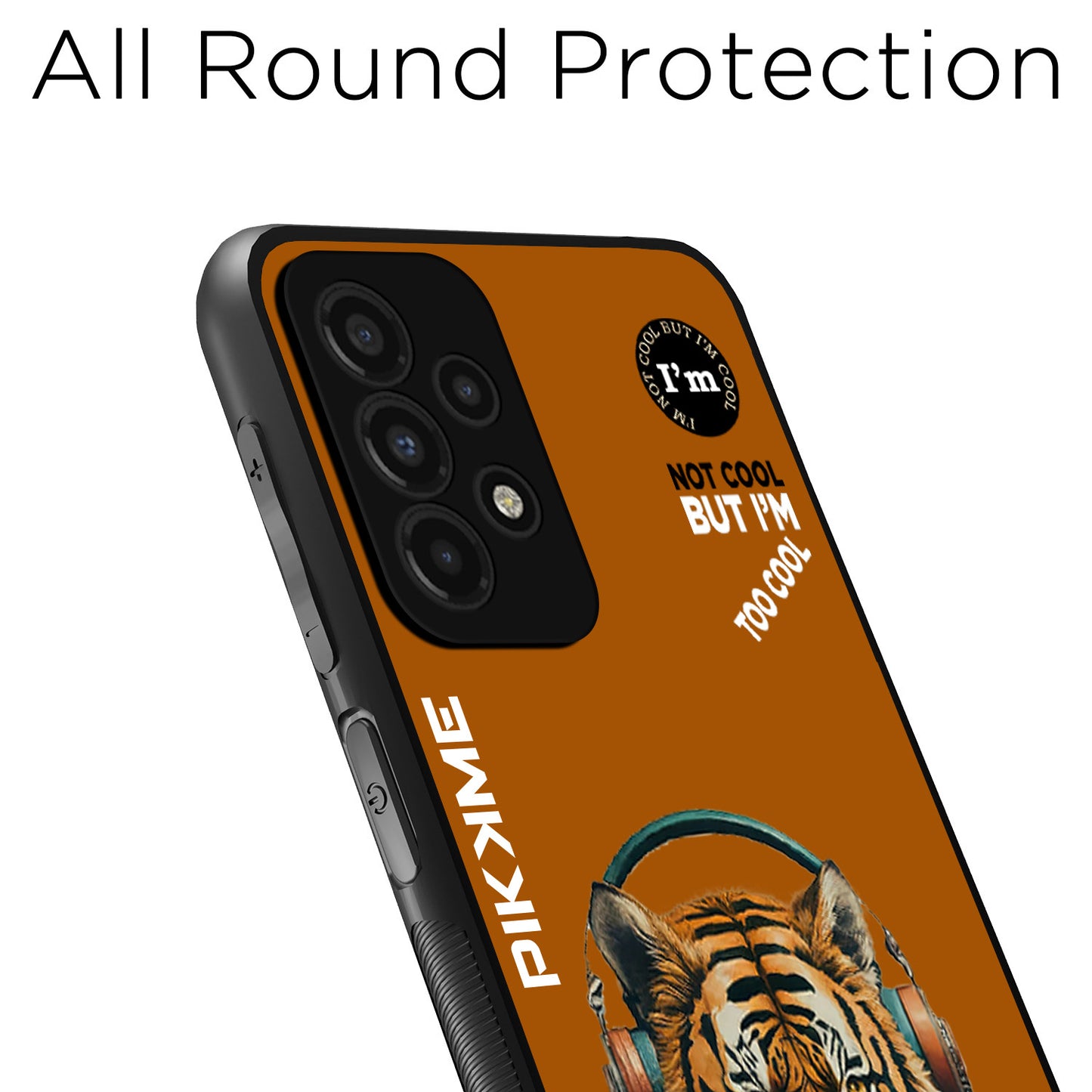 Pikkme Back Cover Pc Tpu + Printed Cool Funky Stylish Brown Tiger Swag Raised Edges Camera Protection |Bumper Case For Samsung Galaxy A52S 5G (Design 09)