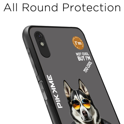 Pikkme Back Cover Pc Tpu + Printed Cool Funky Stylish Grey Dog Swag Raised Edges Camera Protection |Bumper Case For Redmi 9A (Design 02)