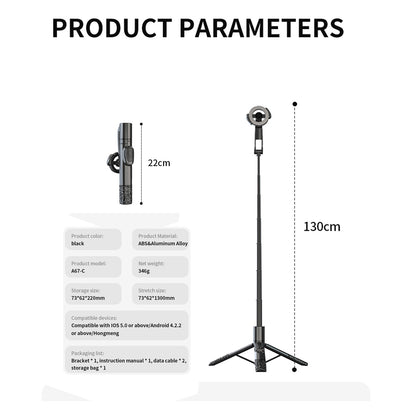 Pikkme Wireless Selfie Stick Tripod with Bluetooth Remote & Phone Holder