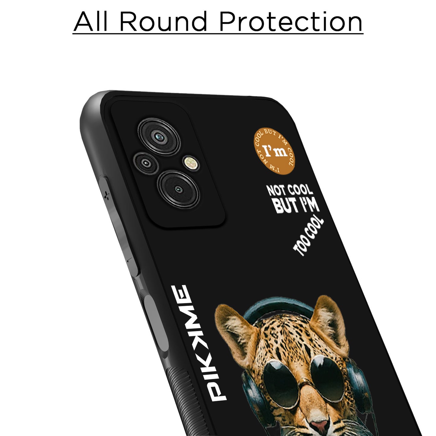 Pikkme Back Cover Pc Tpu + Printed Cool Funky Stylish Black Leopard Swag Raised Edges Camera Protection |Bumper Case For Redmi 11 Prime (Design 04)