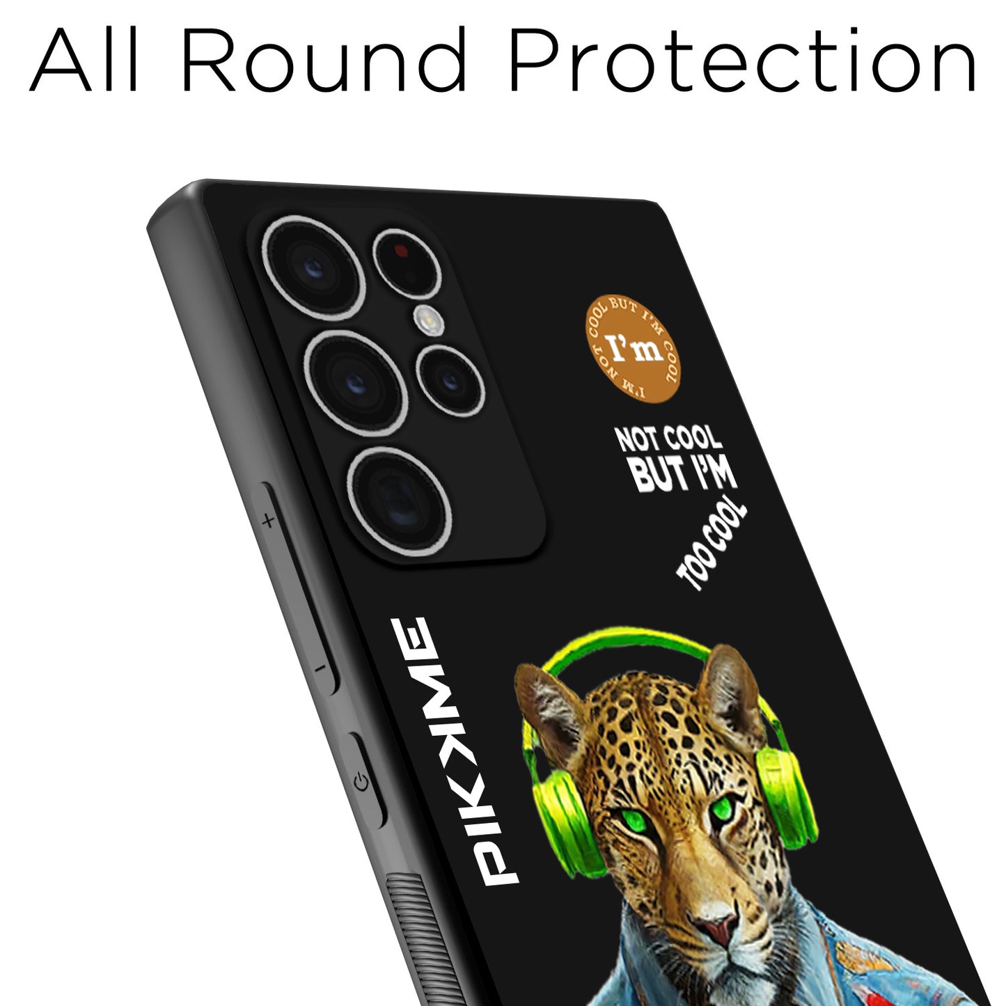 Pikkme Back Cover Pc Tpu + Printed Cool Funky Stylish Black Leopard Swag Raised Edges Camera Protection |Bumper Case For Samsung Galaxy S23 Ultra 5G (Design 03)