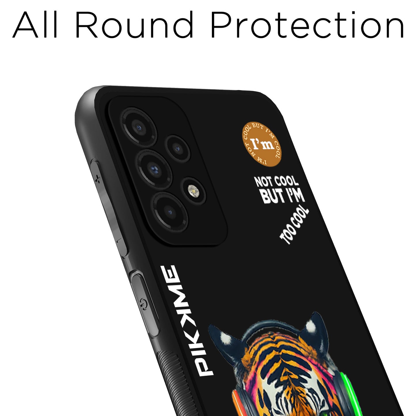 Pikkme Back Cover Pc Tpu + Printed Cool Funky Stylish Black Tiger Swag Raised Edges Camera Protection |Bumper Case For Samsung Galaxy A52S 5G (Design 06)