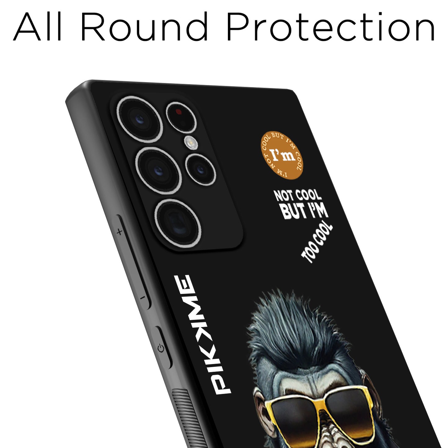 Pikkme Back Cover Pc Tpu + Printed Cool Funky Stylish Black Gorilla Swag Raised Edges Camera Protection |Bumper Case For Samsung Galaxy S22 Ultra 5G (Design 07)