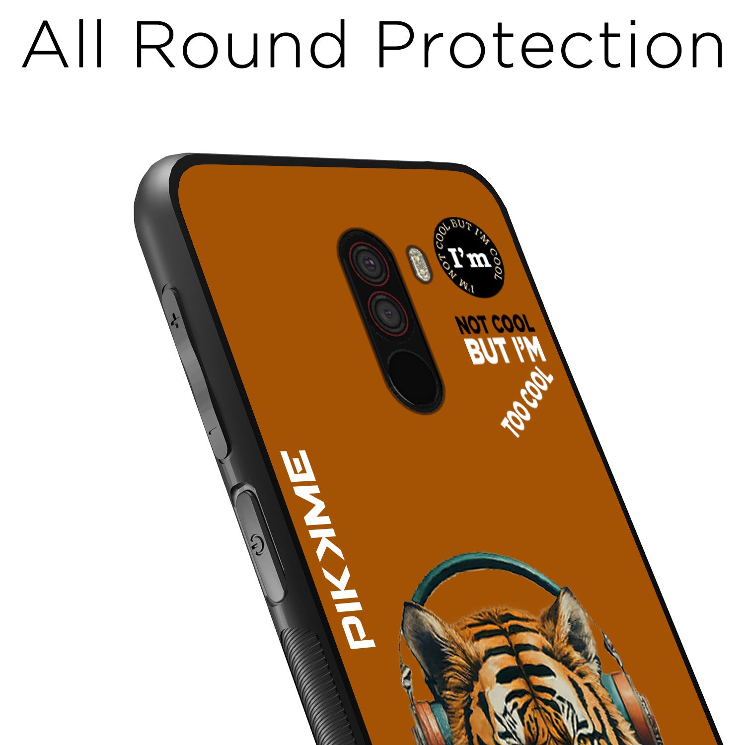 Pikkme Back Cover Pc Tpu + Printed Cool Funky Stylish Brown Tiger Swag Raised Edges Camera Protection |Bumper Case For Poco F1 (Design 09)