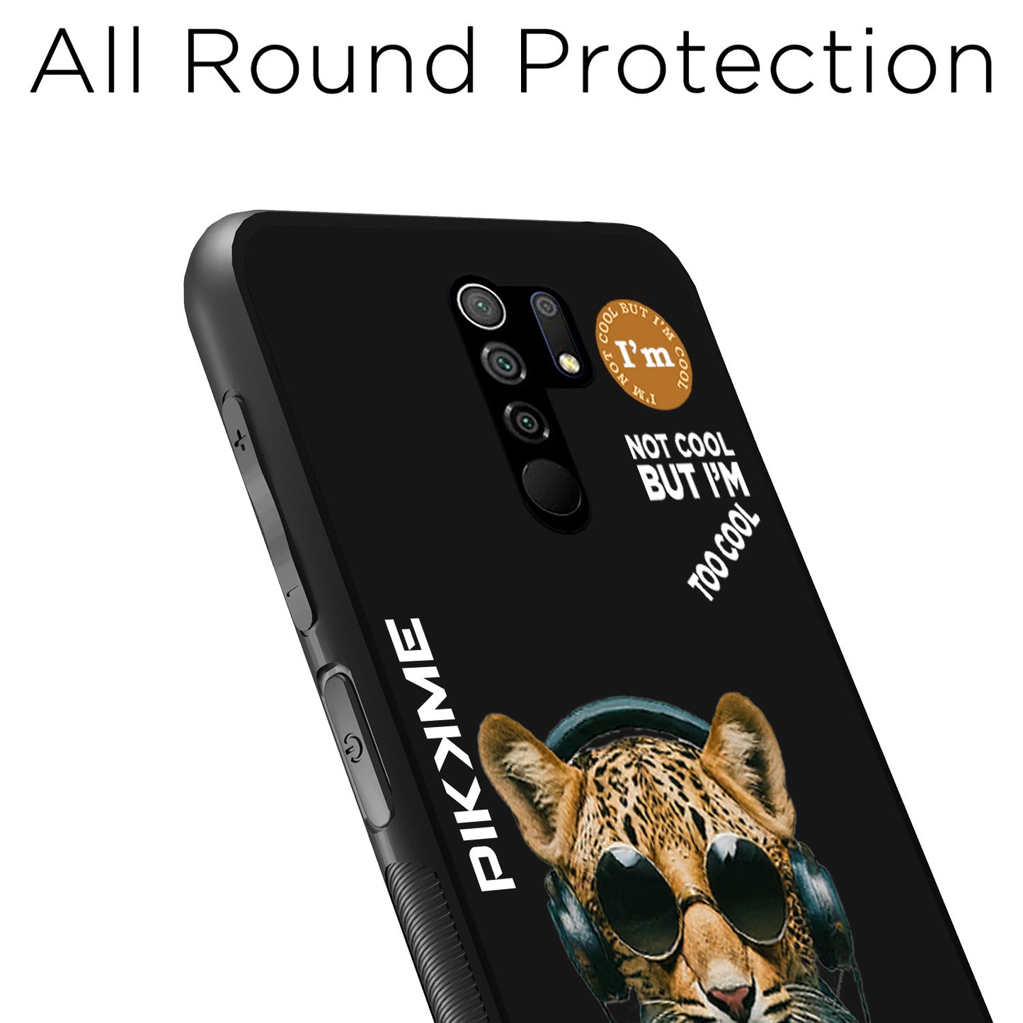 Pikkme Back Cover Pc Tpu + Printed Cool Funky Stylish Black Leopard Swag Raised Edges Camera Protection |Bumper Case For Redmi 9 Prime (Design 04)