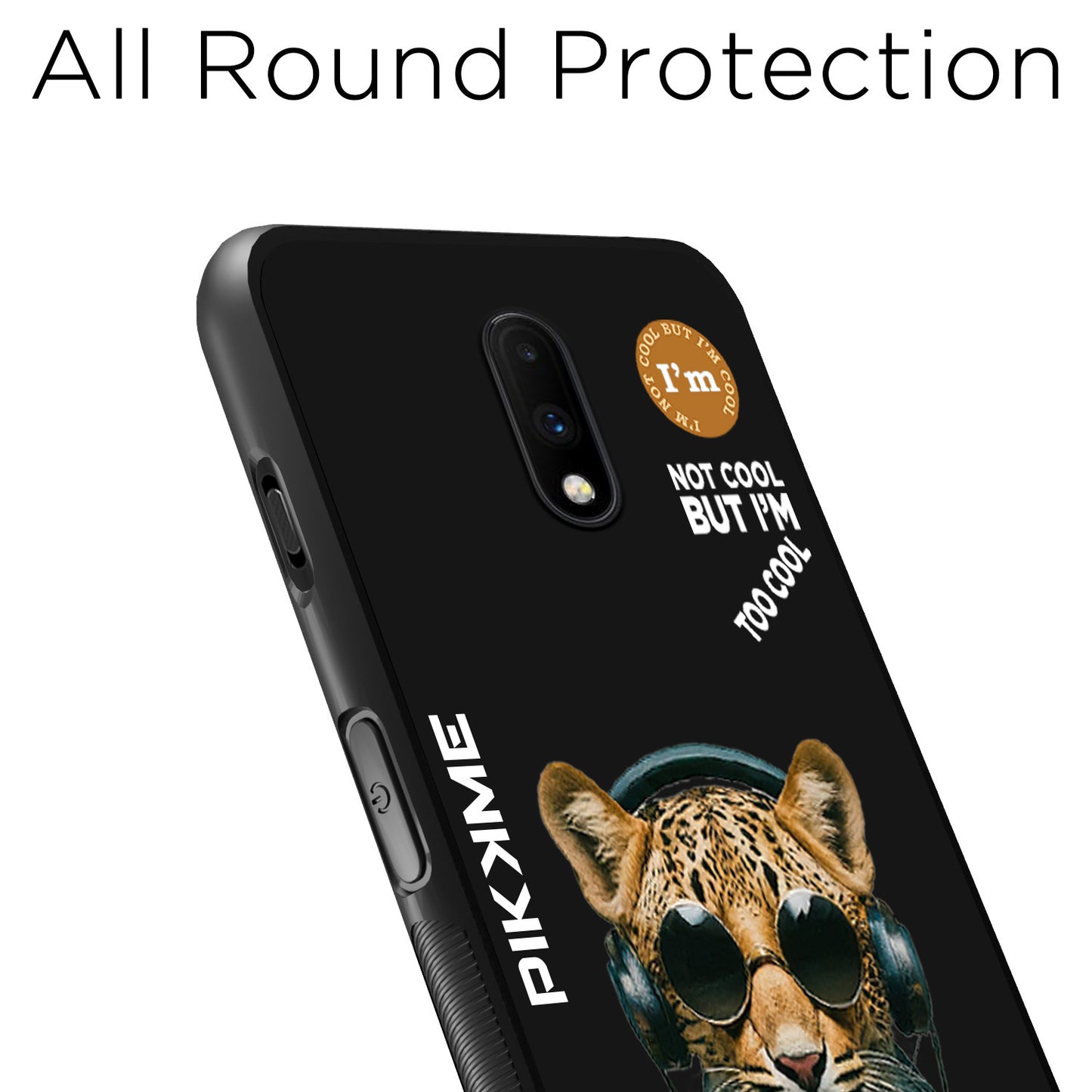 Pikkme Back Cover Pc Tpu + Printed Cool Funky Stylish Black Leopard Swag Raised Edges Camera Protection |Bumper Case For OnePlus 7 (Design 04)