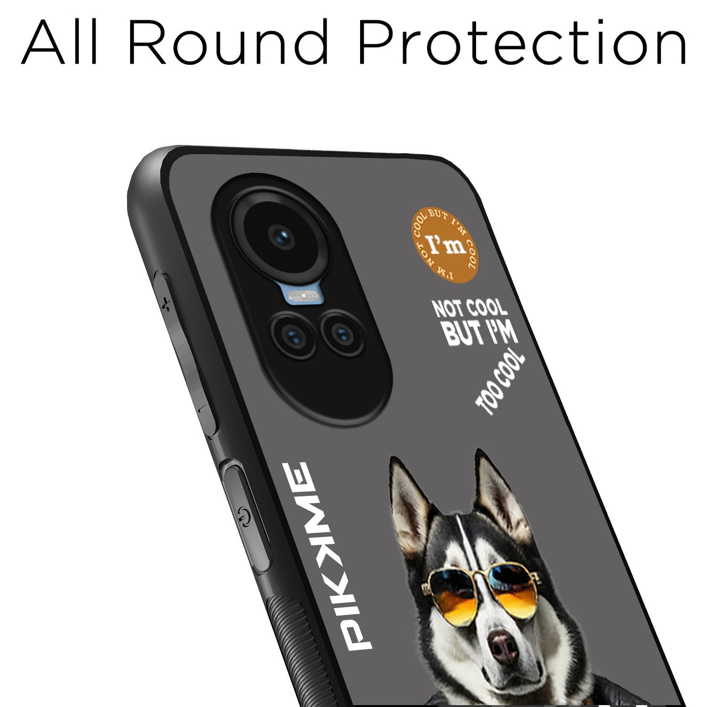 Pikkme Back Cover Pc Tpu + Printed Cool Funky Stylish Grey Dog Swag Raised Edges Camera Protection |Bumper Case For Oppo Reno 11 Pro 5G (Design 02)