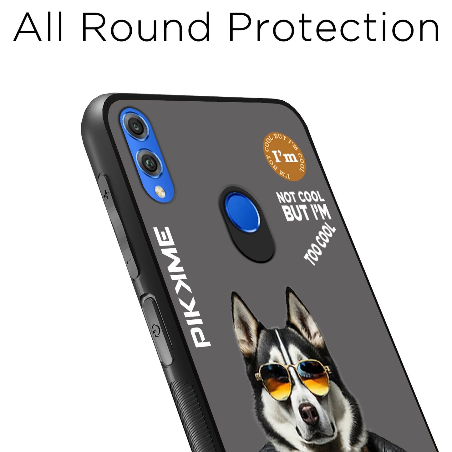 Pikkme Back Cover Pc Tpu + Printed Cool Funky Stylish Grey Dog Swag Raised Edges Camera Protection |Bumper Case For Honor 8X (Design 02)