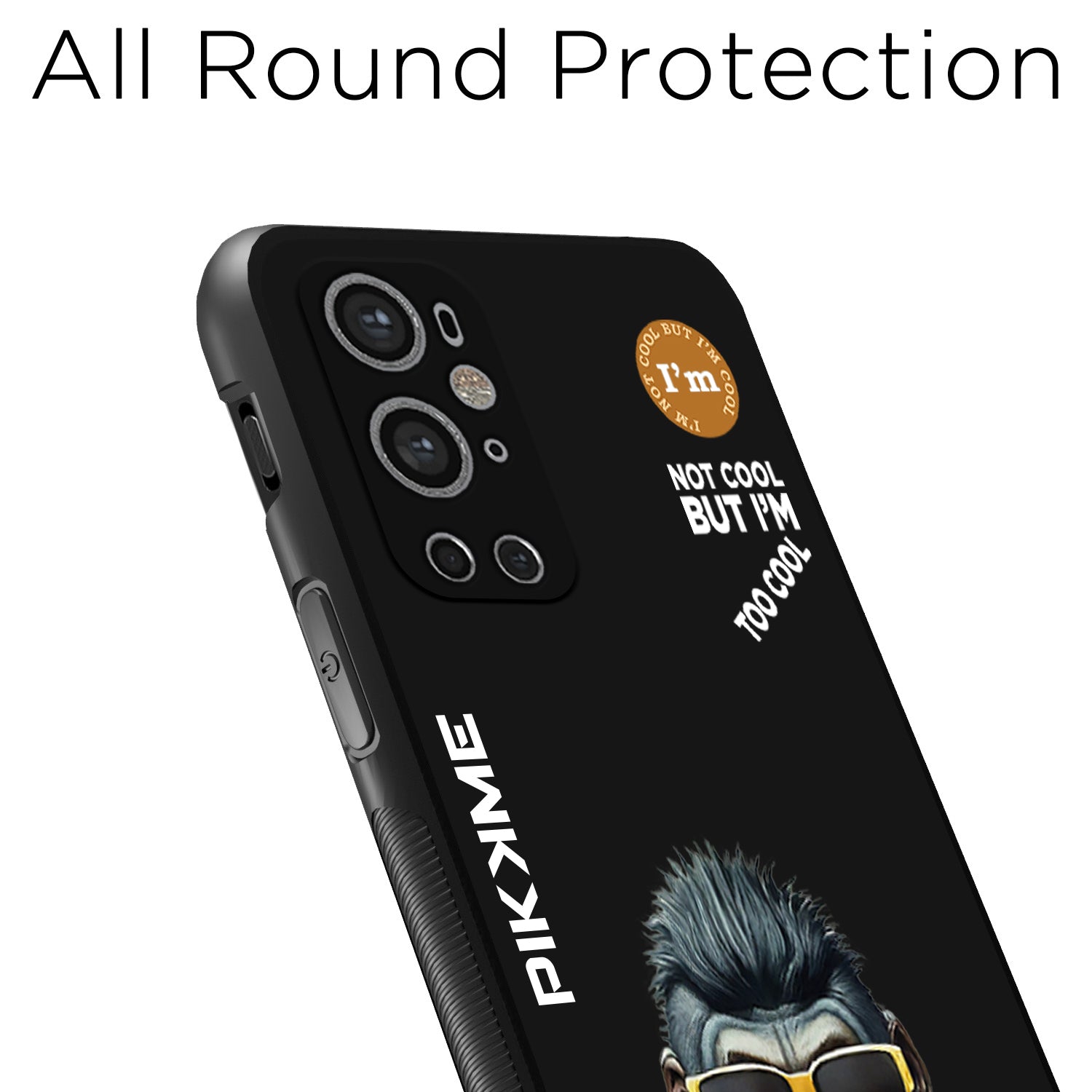 Pikkme Back Cover Pc Tpu + Printed Cool Funky Stylish Black Gorilla Swag Raised Edges Camera Protection |Bumper Case For OnePlus 9 Pro (Design 07)