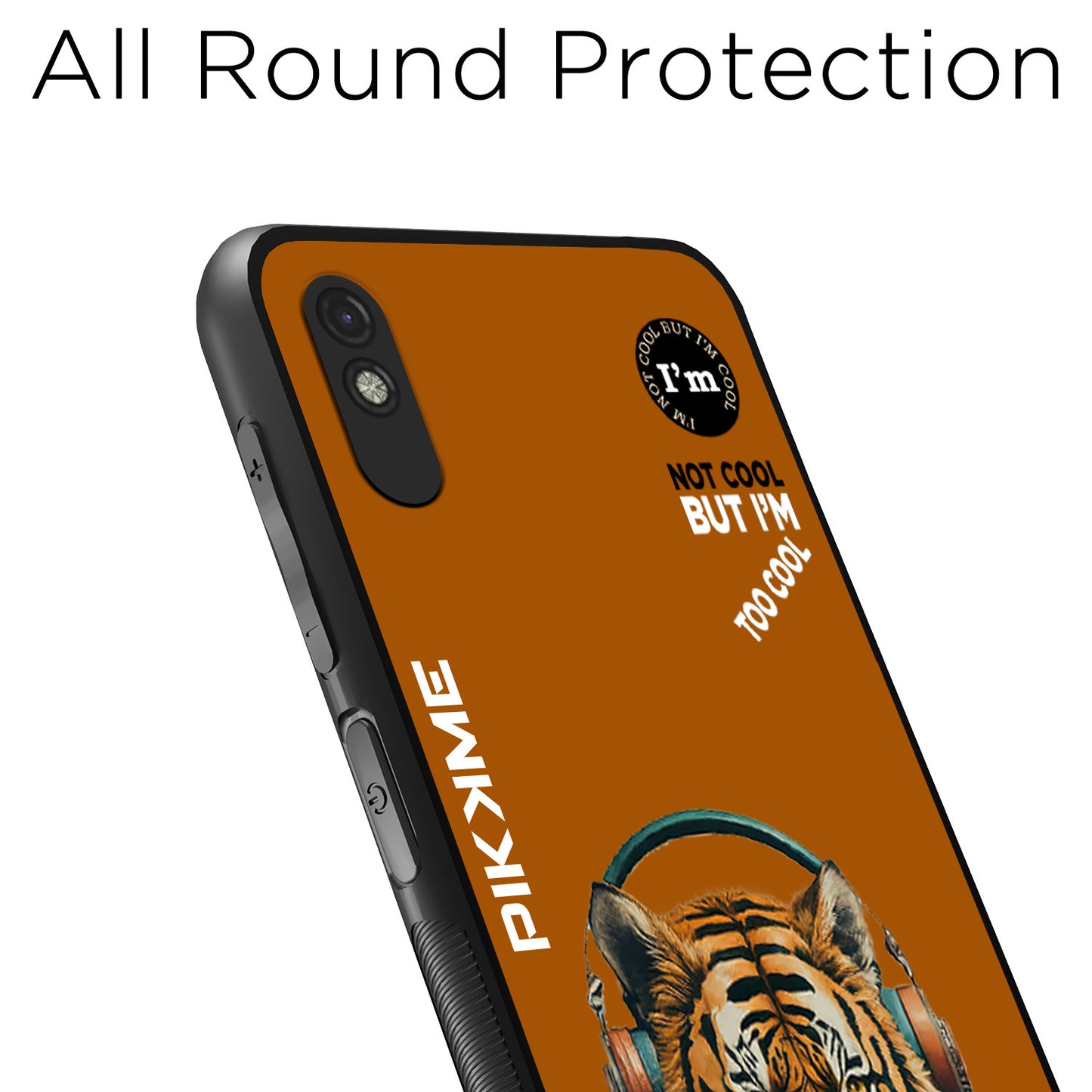 Pikkme Back Cover Pc Tpu + Printed Cool Funky Stylish Brown Tiger Swag Raised Edges Camera Protection |Bumper Case For Redmi 9A (Design 09)