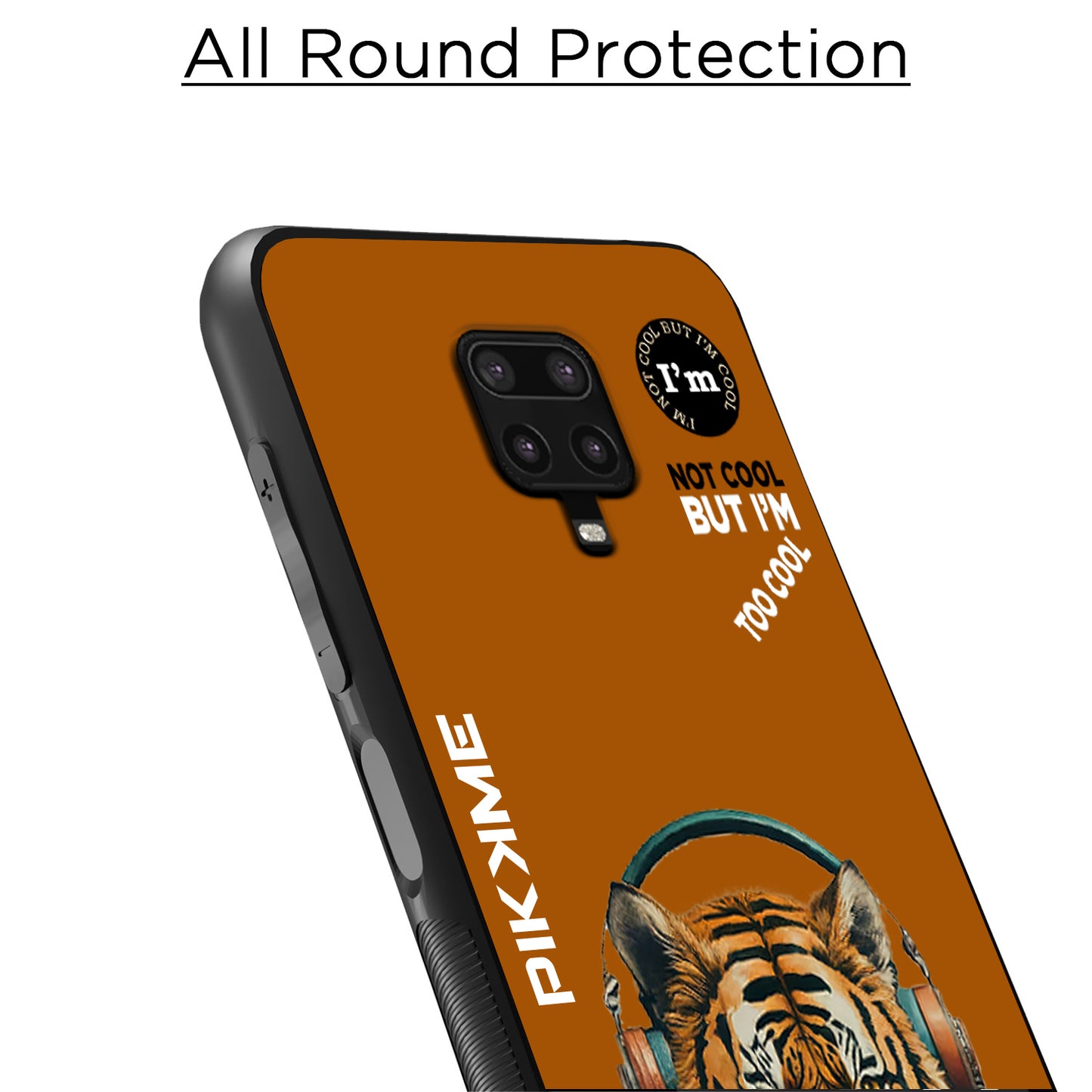 Pikkme Back Cover Pc Tpu + Printed Cool Funky Stylish Brown Tiger Swag Raised Edges Camera Protection |Bumper Case For Redmi Note 9 Pro (Design 09)