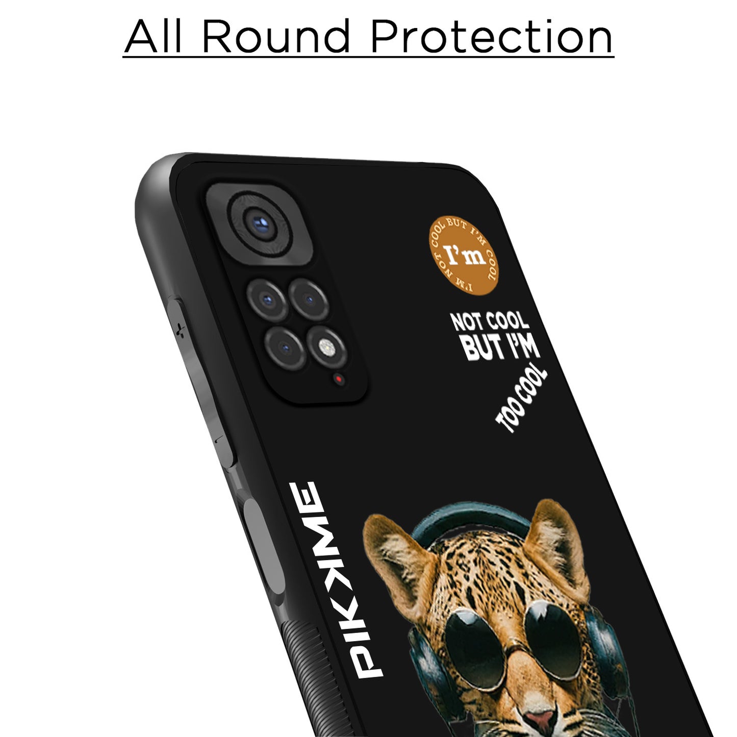 Pikkme Back Cover Pc Tpu + Printed Cool Funky Stylish Black Leopard Swag Raised Edges Camera Protection |Bumper Case For Redmi Note 11 (Design 04)