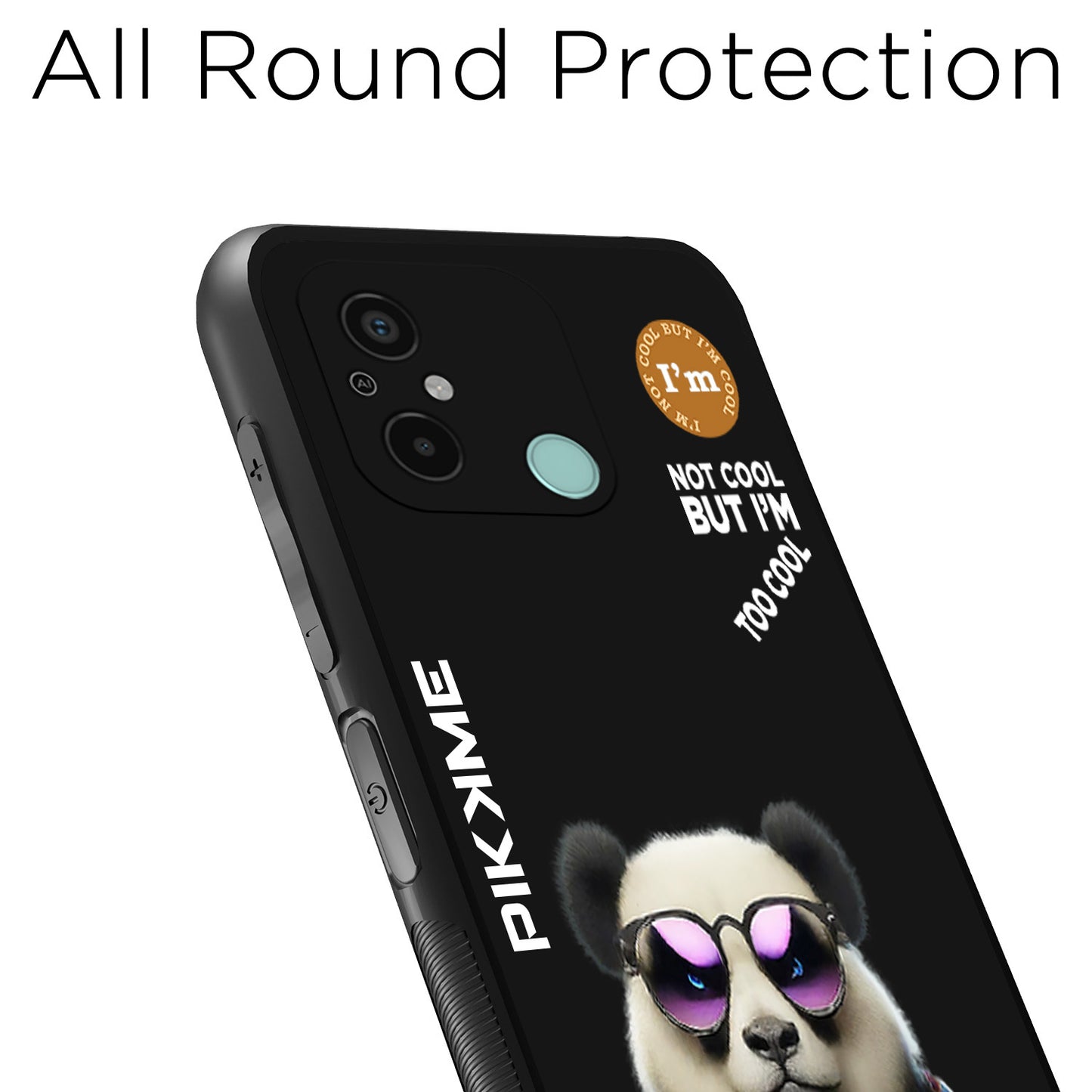 Pikkme Back Cover Pc Tpu + Printed Cool Funky Stylish Black Panda Swag Raised Edges Camera Protection |Bumper Case For Redmi 12C (Design 05)