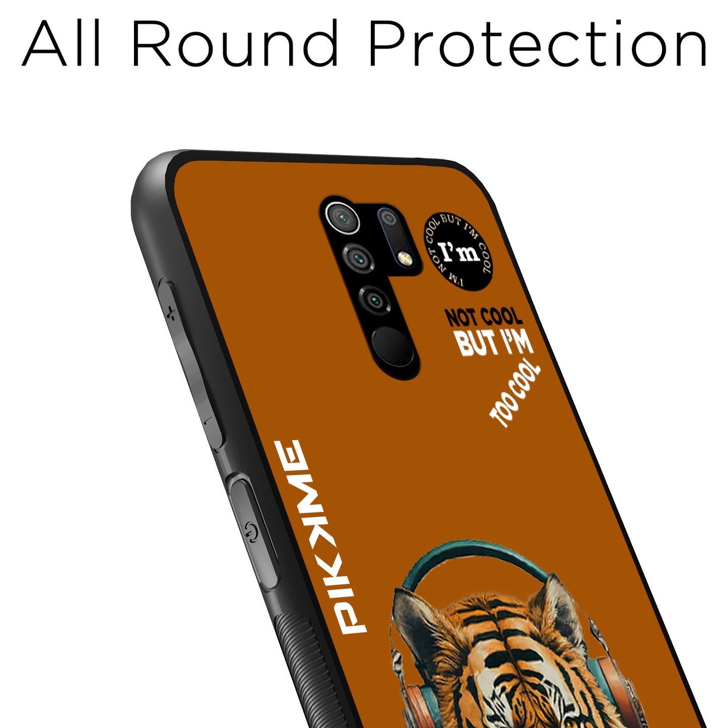 Pikkme Back Cover Pc Tpu + Printed Cool Funky Stylish Brown Tiger Swag Raised Edges Camera Protection |Bumper Case For Redmi 9 Prime (Design 09)