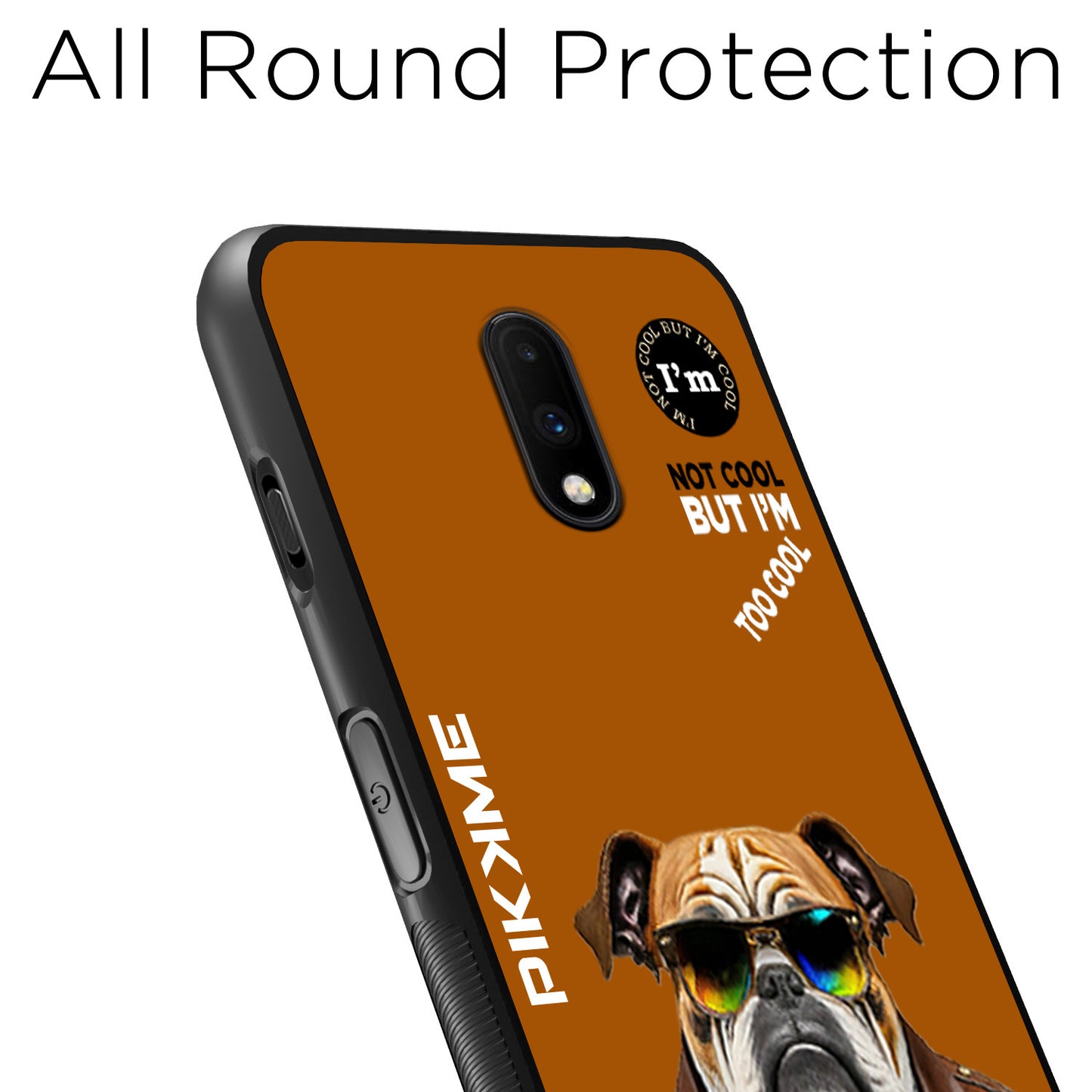 Pikkme Back Cover Pc Tpu + Printed Cool Funky Stylish Brown Dog Swag Raised Edges Camera Protection |Bumper Case For OnePlus 7 (Design 10)