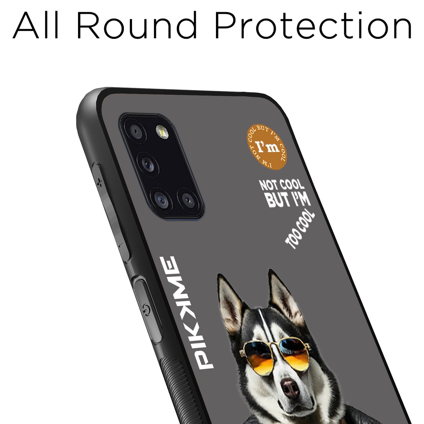 Pikkme Back Cover Pc Tpu + Printed Cool Funky Stylish Grey Dog Swag Raised Edges Camera Protection |Bumper Case For Samsung Galaxy A31 (Design 02)