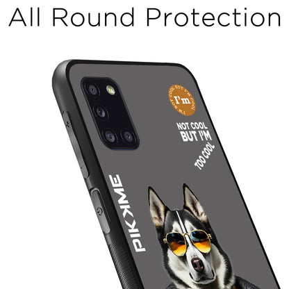 Pikkme Back Cover Pc Tpu + Printed Cool Funky Stylish Grey Dog Swag Raised Edges Camera Protection |Bumper Case For Samsung Galaxy A31 (Design 02)