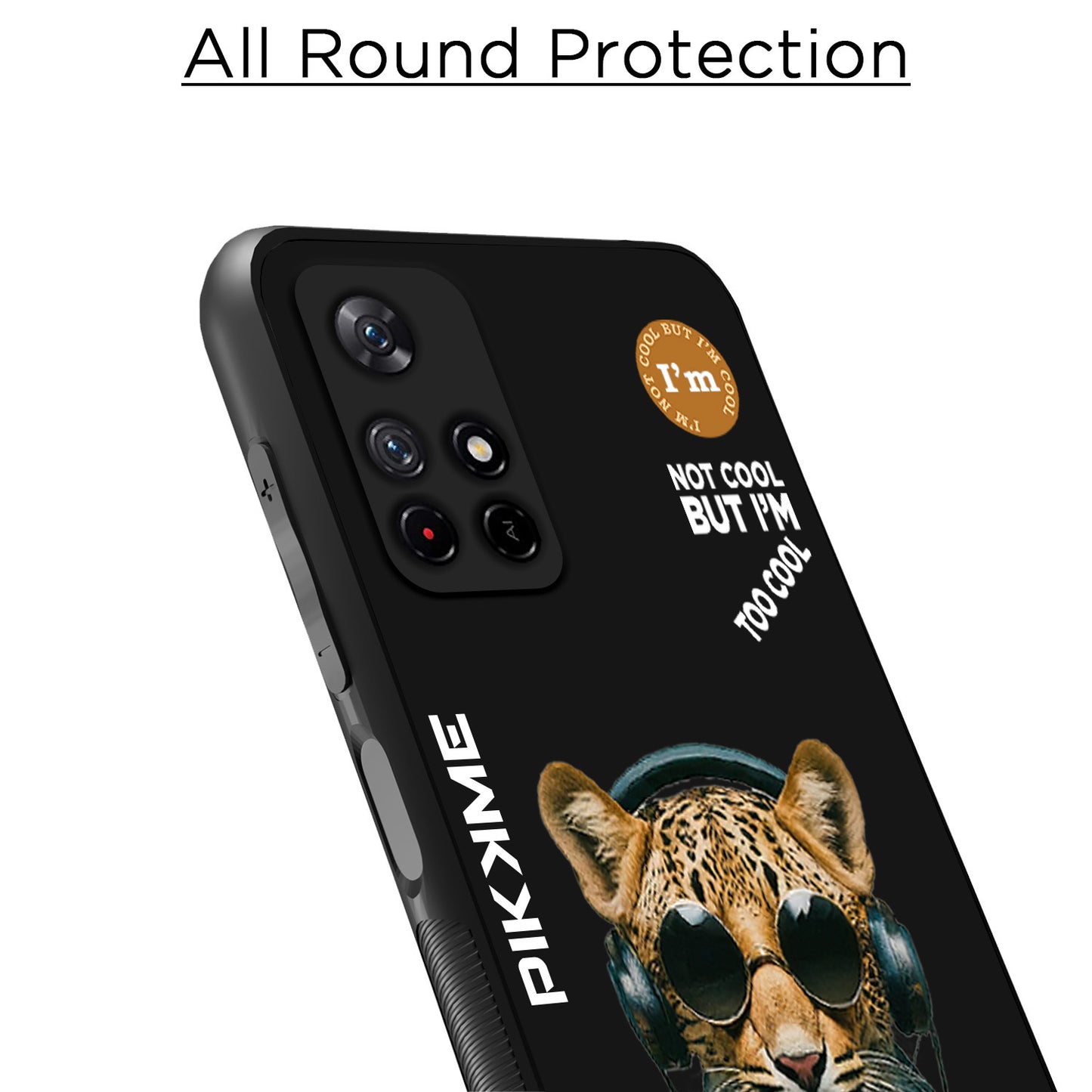 Pikkme Back Cover Pc Tpu + Printed Cool Funky Stylish Black Leopard Swag Raised Edges Camera Protection |Bumper Case For Redmi Note 11T (Design 04)