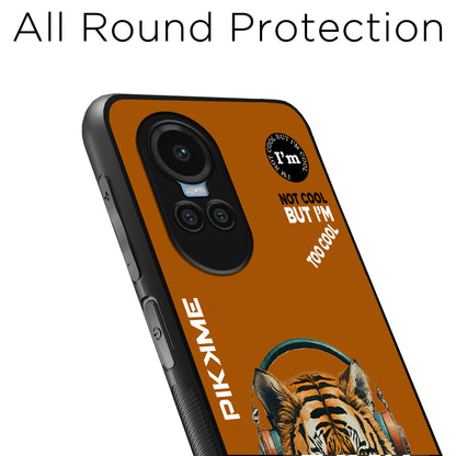 Pikkme Back Cover Pc Tpu + Printed Cool Funky Stylish Brown Tiger Swag Raised Edges Camera Protection |Bumper Case For Oppo Reno 10 5G (Design 09)