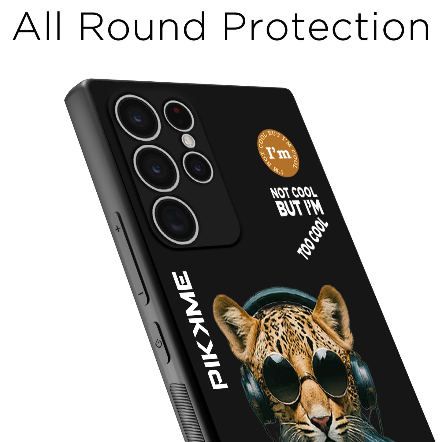 Pikkme Back Cover Pc Tpu + Printed Cool Funky Stylish Black Leopard Swag Raised Edges Camera Protection |Bumper Case For Samsung Galaxy S23 Ultra 5G (Design 04)