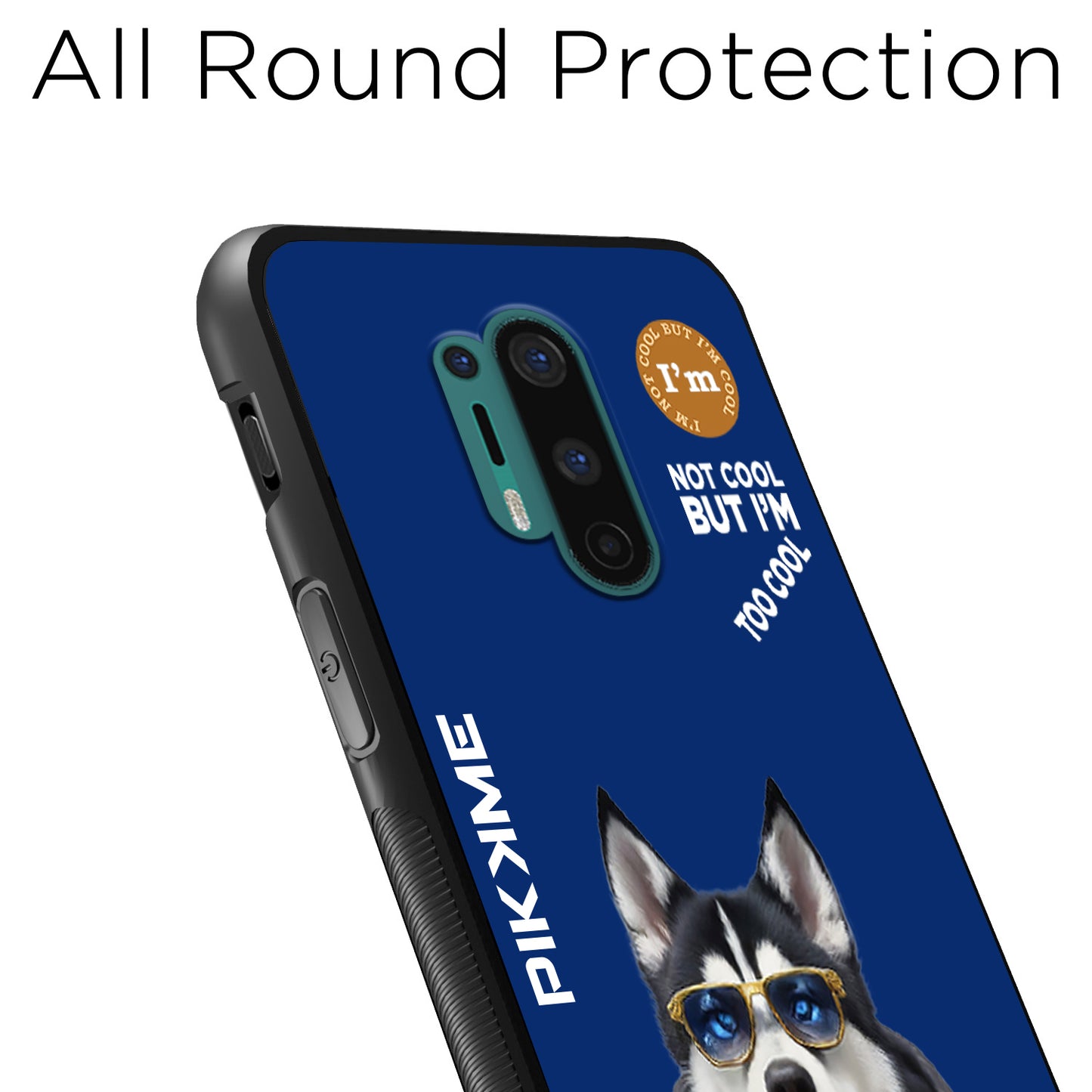 Pikkme Back Cover Pc Tpu + Printed Cool Funky Stylish Blue Dog Swag Raised Edges Camera Protection |Bumper Case For OnePlus 8 Pro (Design 08)