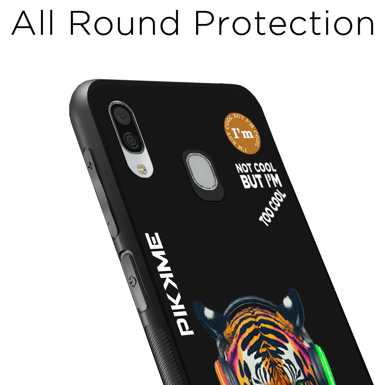 Pikkme Back Cover Pc Tpu + Printed Cool Funky Stylish Black Tiger Swag Raised Edges Camera Protection |Bumper Case For Samsung Galaxy A30 (Design 06)
