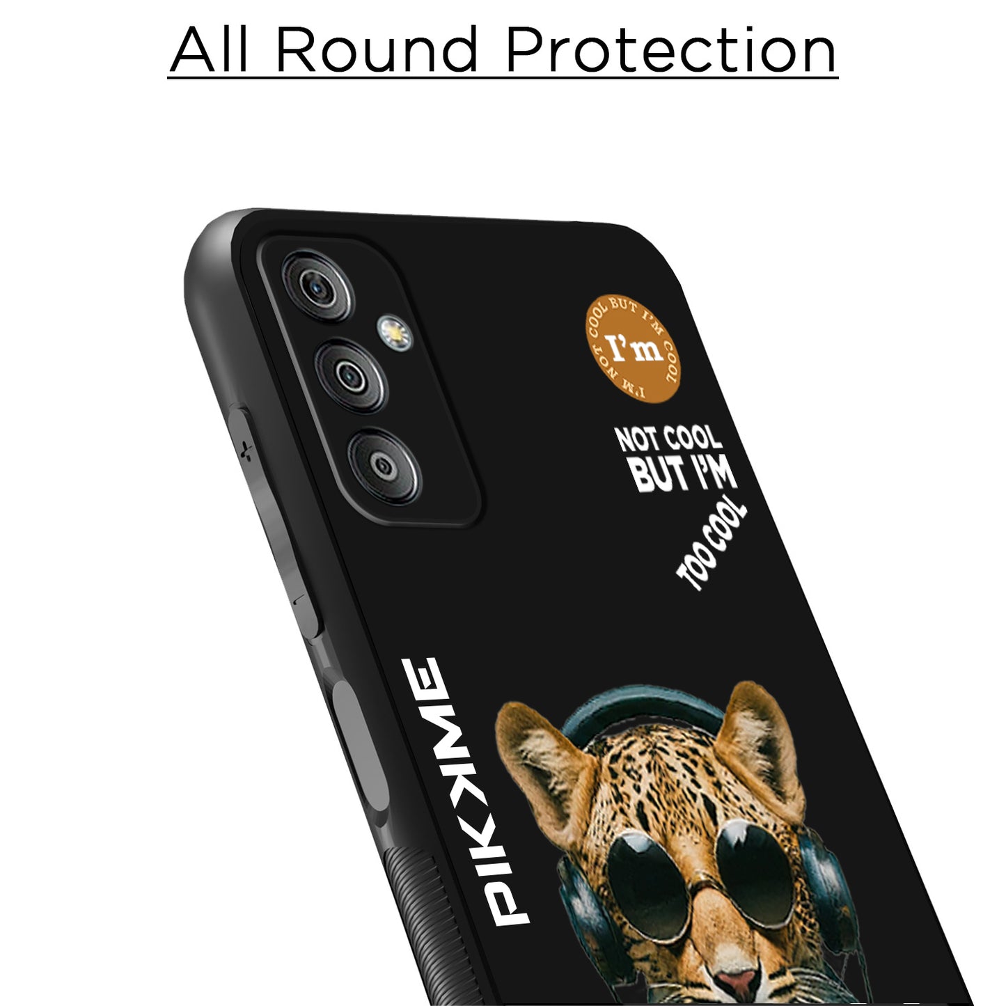 Pikkme Back Cover Pc Tpu + Printed Cool Funky Stylish Black Leopard Swag Raised Edges Camera Protection |Bumper Case For Samsung Galaxy M13 (Design 04)