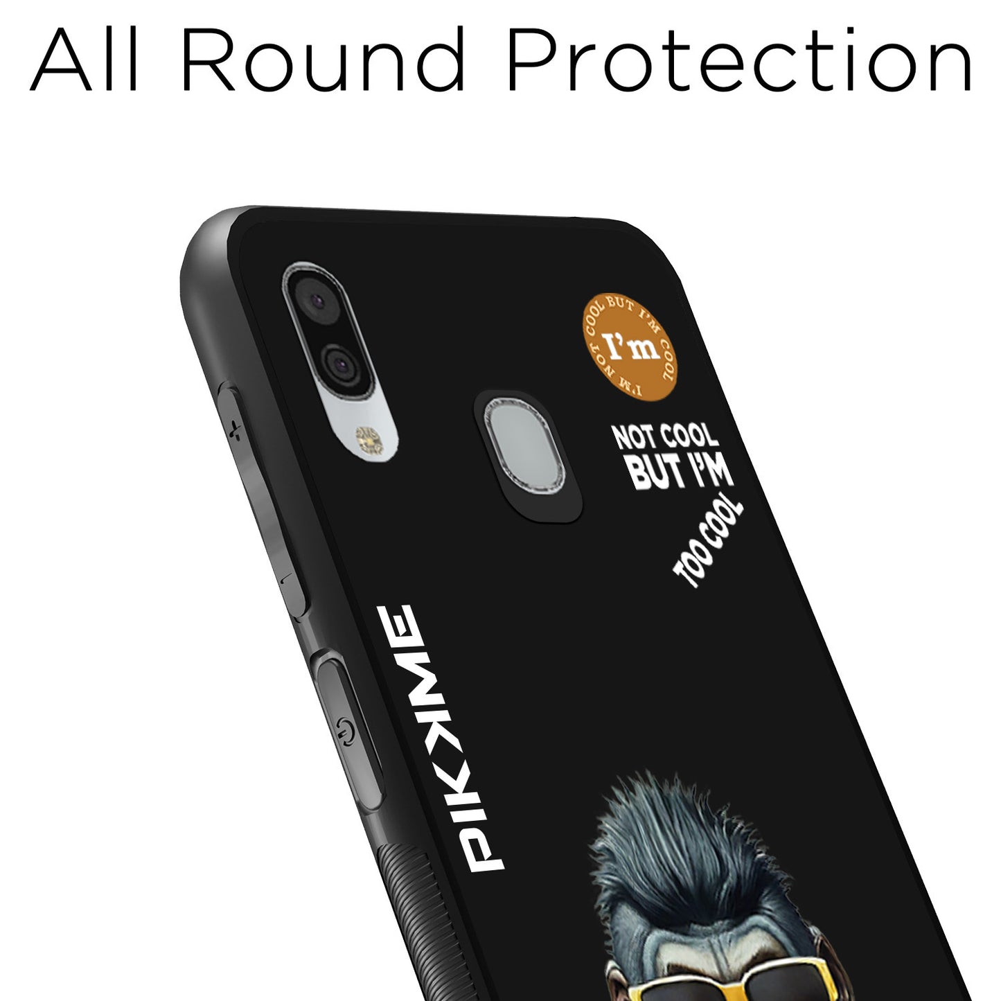 Pikkme Back Cover Pc Tpu + Printed Cool Funky Stylish Black Gorilla Swag Raised Edges Camera Protection |Bumper Case For Samsung Galaxy A30 (Design 07)