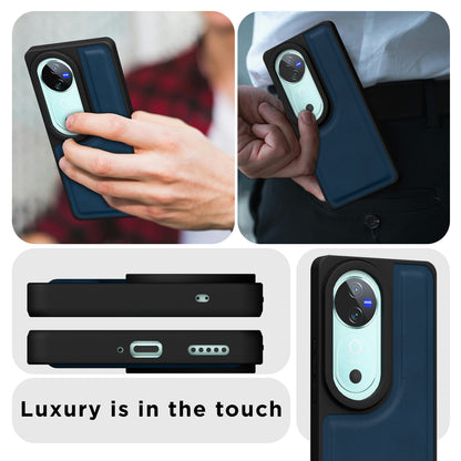 Pikkme Vivo V40 5G / V40 Pro 5G / T3 Ultra 5G Premium Leatherback Case (Blue)