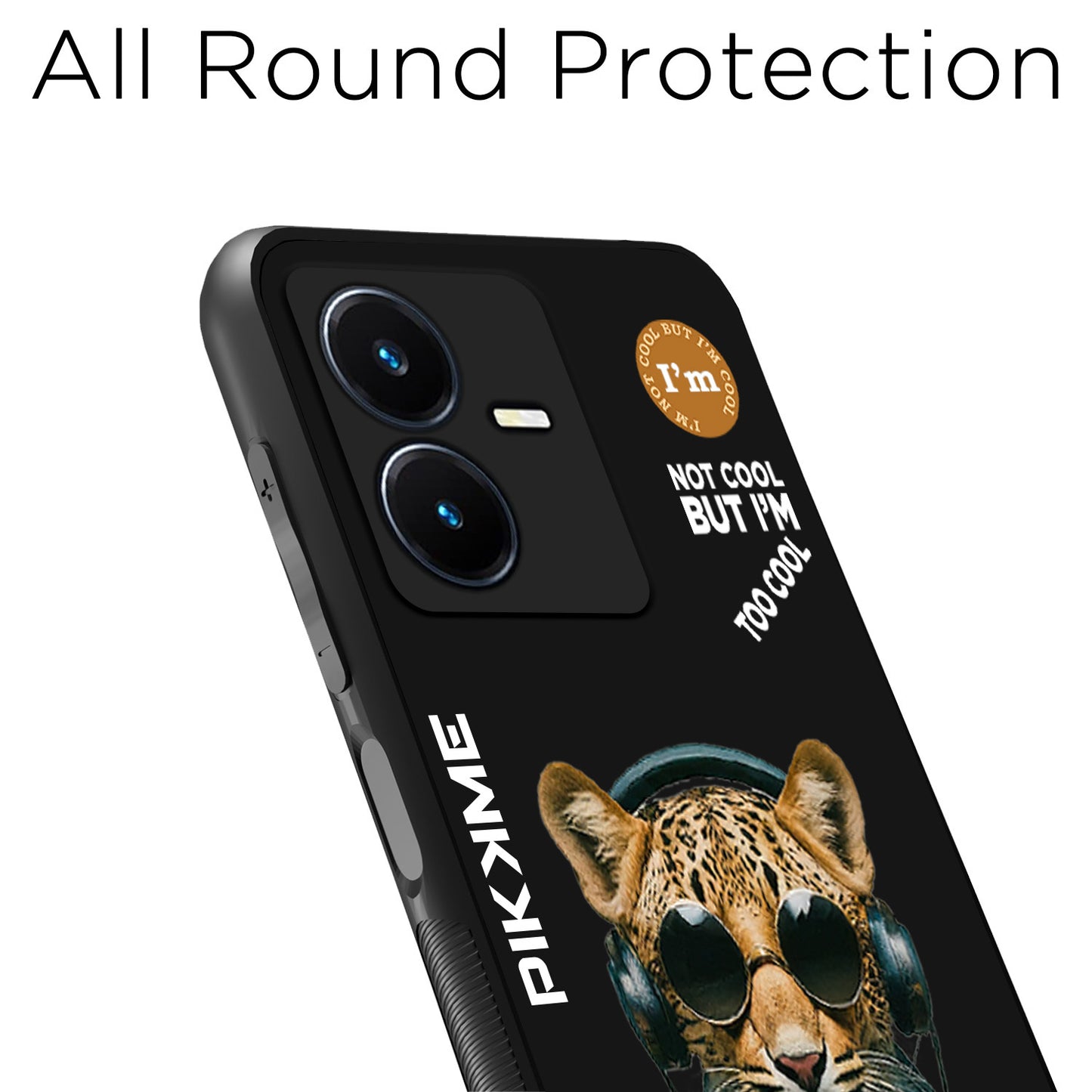 Pikkme Back Cover Pc Tpu + Printed Cool Funky Stylish Black Leopard Swag Raised Edges Camera Protection |Bumper Case For Vivo Y22 (Design 04)