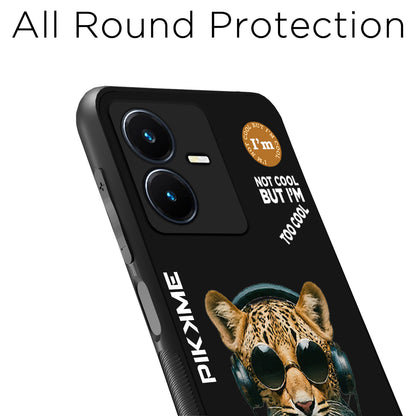 Pikkme Back Cover Pc Tpu + Printed Cool Funky Stylish Black Leopard Swag Raised Edges Camera Protection |Bumper Case For Vivo Y22 (Design 04)