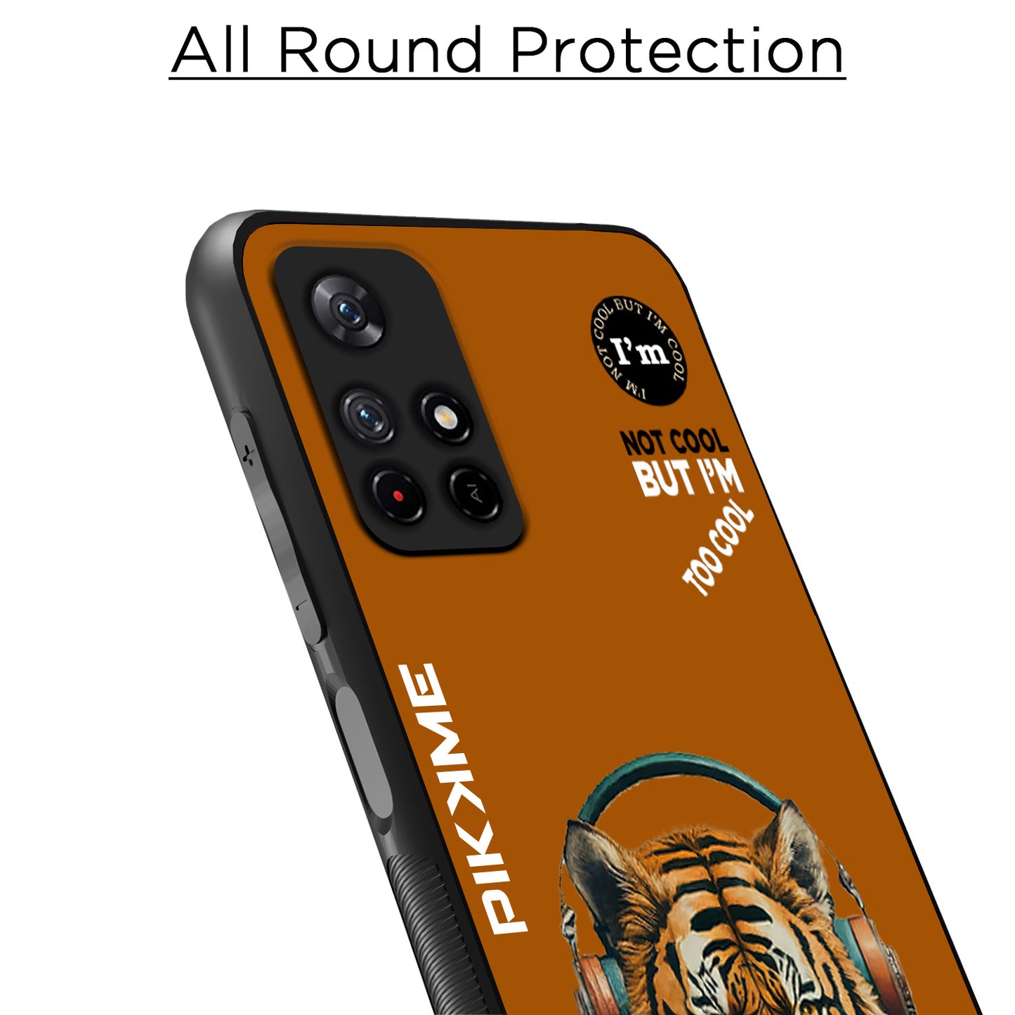 Pikkme Back Cover Pc Tpu + Printed Cool Funky Stylish Brown Tiger Swag Raised Edges Camera Protection |Bumper Case For Redmi Note 11T (Design 09)