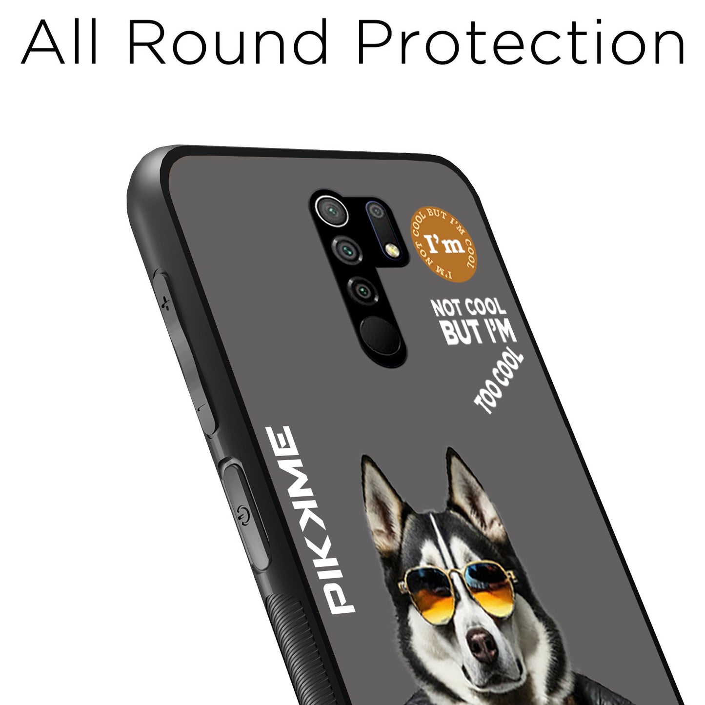 Pikkme Back Cover Pc Tpu + Printed Cool Funky Stylish Grey Dog Swag Raised Edges Camera Protection |Bumper Case For Redmi 9 Prime (Design 02)