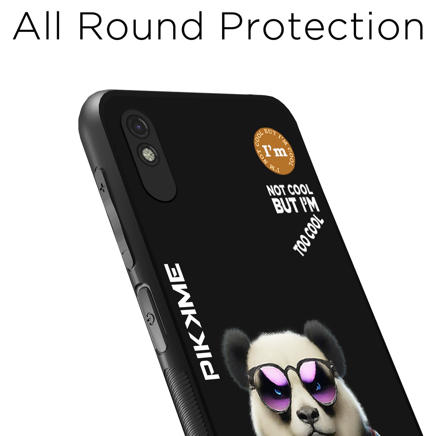 Pikkme Back Cover Pc Tpu + Printed Cool Funky Stylish Black Panda Swag Raised Edges Camera Protection |Bumper Case For Redmi 9A (Design 05)