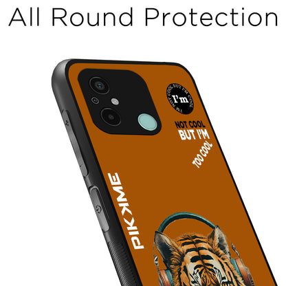 Pikkme Back Cover Pc Tpu + Printed Cool Funky Stylish Brown Tiger Swag Raised Edges Camera Protection |Bumper Case For Redmi 12C (Design 09)