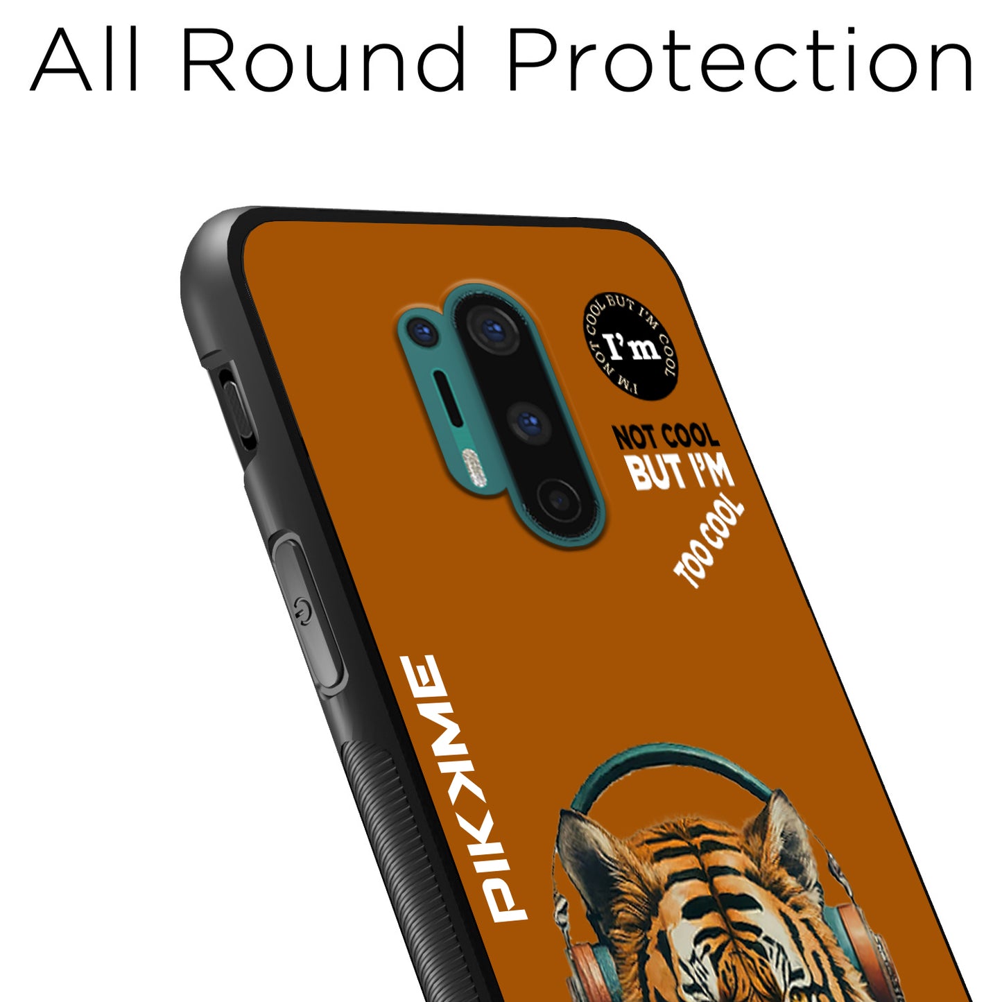 Pikkme Back Cover Pc Tpu + Printed Cool Funky Stylish Brown Tiger Swag Raised Edges Camera Protection |Bumper Case For OnePlus 8 Pro (Design 09)