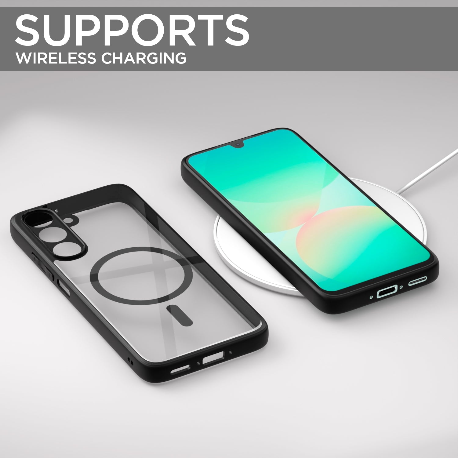 Pikkme Samsung Galaxy A26 5G Eagle 2 Mag-Safe Shockproof Hard Transparent Back Cover (Black)