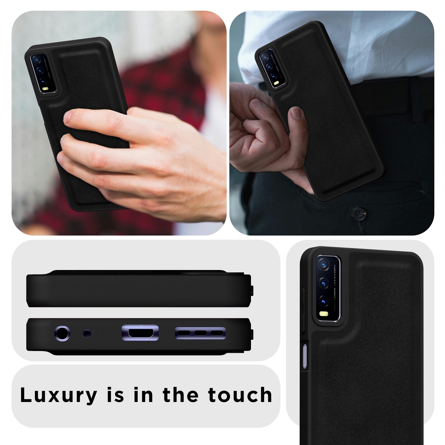 Pikkme Vivo Y12s / Y20 / Y20i / Y20G Premium Leatherback Case (Black)