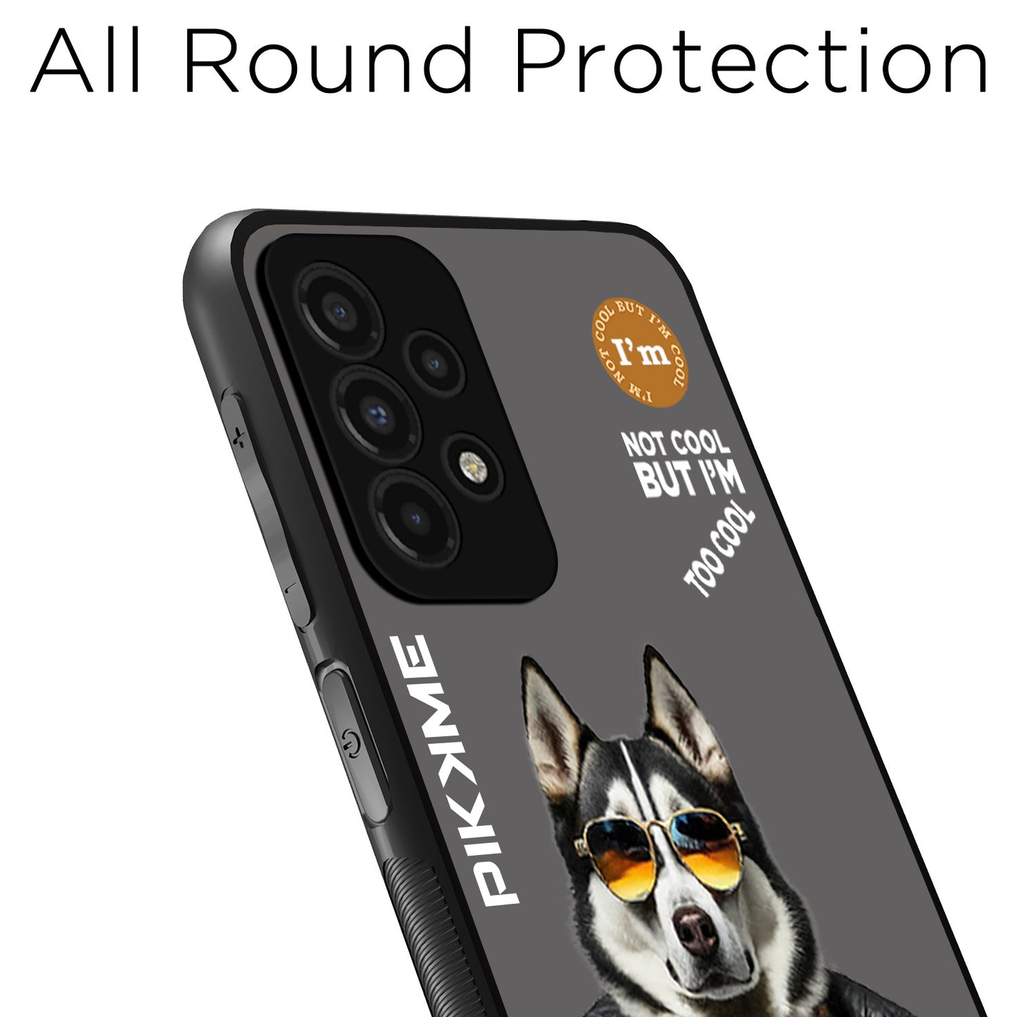 Pikkme Back Cover Pc Tpu + Printed Cool Funky Stylish Grey Dog Swag Raised Edges Camera Protection |Bumper Case For Samsung Galaxy A73 5G (Design 02)