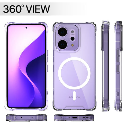 Pikkme Oppo Reno 14 Pro 5G Mag-Safe Shockproof PC + TPU Back Cover (Transparent)