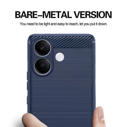 Pikkme Vivo V60 Lite 5G Hybrid Carbon Fiber Back Cover (Blue)